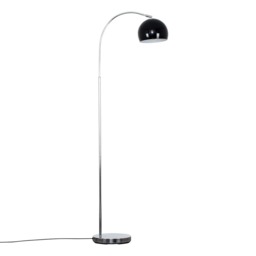 ValueLights Curva Chrome Floor Lamp Black Metal Dome Shade