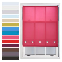 FURNISHED Roller Blinds with Square Eyelets and Metal Fittings Made to Measure Sheer Window Blind Pink Fuchsia (W) 90cm x (L) 165cm