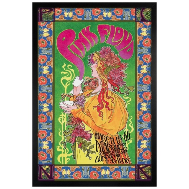 Black Wooden Framed Pink Floyd '66 Maxi Poster Multi