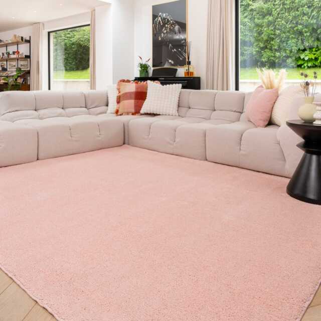 KUKOON Machine Washable Shaggy Rug Pink Soft Fluffy Bedroom Carpet Mat 160cm x 230cm