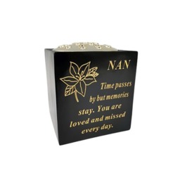 David Fischhoff Memorial Black Rose Bowl with Gold Wording Graveside Flower Vase Nan