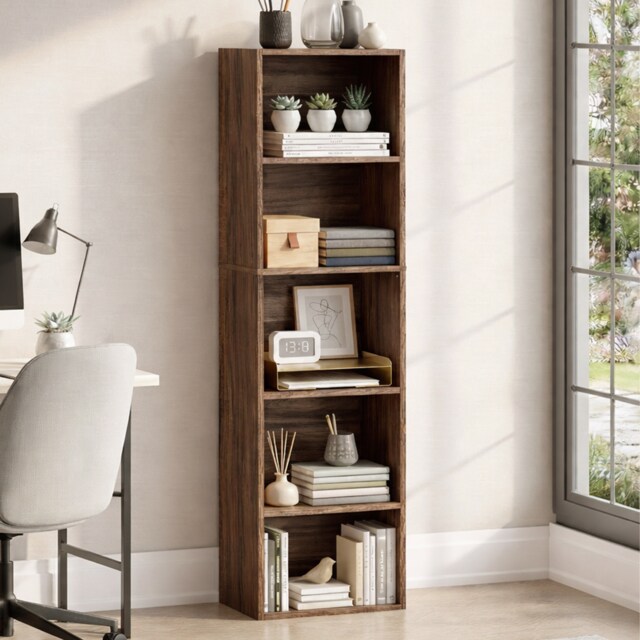 Vida Designs Oxford 5 Tier Cube Bookcase Display Storage, Walnut