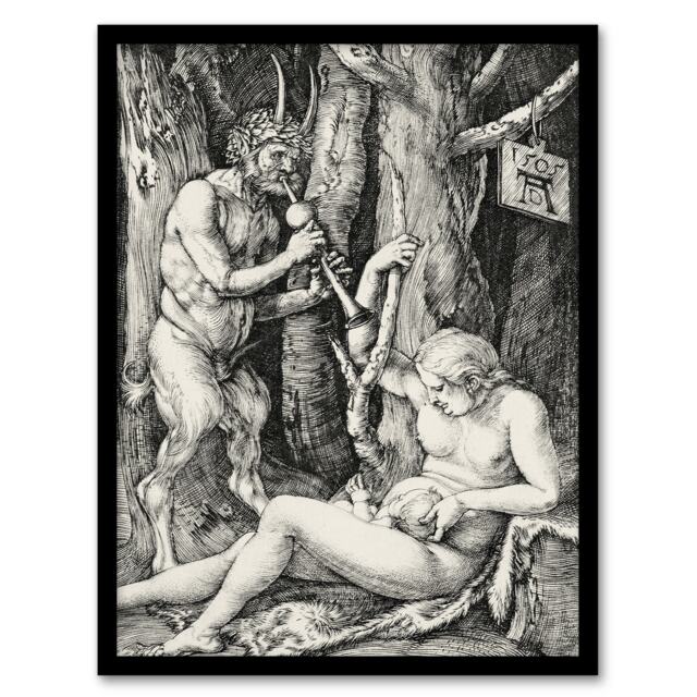Albrecht Durer Satyr Family Nymph and Infant Framed Wall Art Picture Print A4