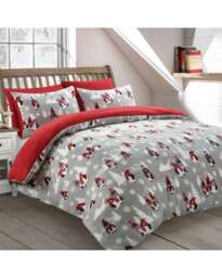 Velosso Penguins Teddy Fluffy and Warm Fleece Duvet Cover Set Red Red Single