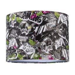 Gaming Themed Cotton Fabric Modern Lamp Shade in Black and Neon Green