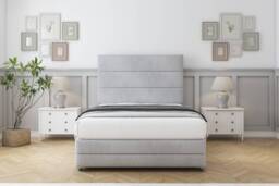 "Sloomy Monaco Silver Naples Divan Bed With Mattress 2 Drawers Right Side With 26"" Strutted Headboard & 12"" Matching Footboard 4' Small Double Silver Silver Small Double 1"