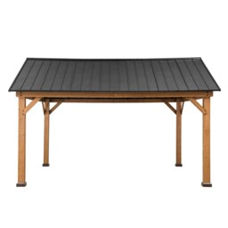 Sunjoy 4.65m x 4.04m Cedar Wooden Gazebo REBRA, Anthracite