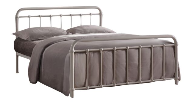 4ft Small Double Ivory white Tubular Steel Metal Retro Victorian Bed Frame Bedstead White Ivory White Small Double