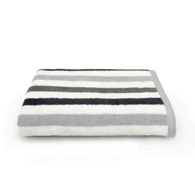 Cali Striped Bath Sheet, Extra Large Bath Towel 100% Cotton - Grey
