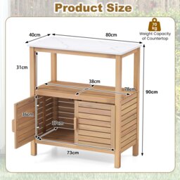 COSTWAY Outdoor Potting Bench Garden Potting Table with Resin Tabletop