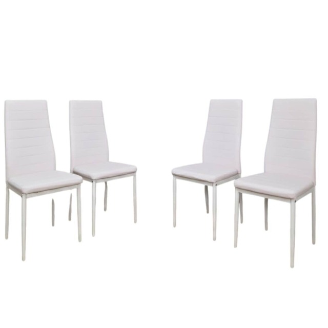 Dining Chairs Set of 4 Pink Faux Leather Kitchen Chairs