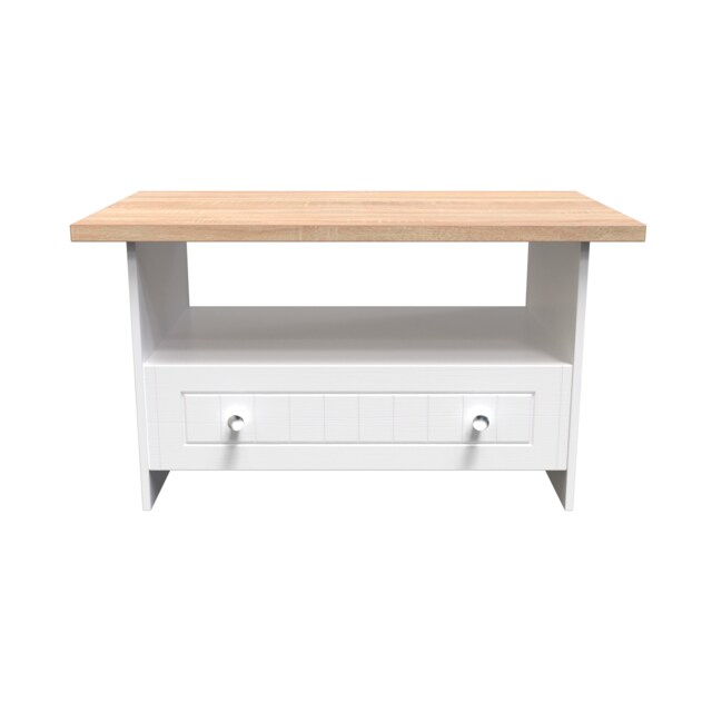 Cambridge Bottom Drawer Coffee Table in Porcelain Ash & Bardolino Oak (Ready Assembled) White Porcelain Ash & Bardolino Oak