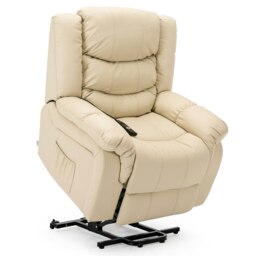 Seattle Electric Single Motor Rise Recliner Bonded Leather Chair (Cream)