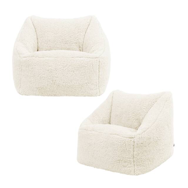 Kids Teddy Bear Armchair Bean Bag Natural Beige Childrens Bean Bags Set of 2