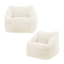 Kids Teddy Bear Armchair Bean Bag Natural Beige Childrens Bean Bags Set of 2