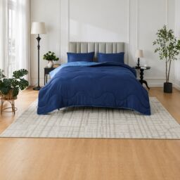 10.5 Tog Supersoft Microfibre Duvet with Pillowcases – Coverless or Use with Duvet Cover Blue Navy/Light Blue King