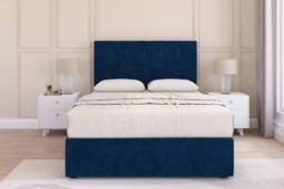 Sloomy Highbury Navy Plush Divan Bed Base No Drawers With 54 Inch Floor Standing Headboard Blue Navy Double 1