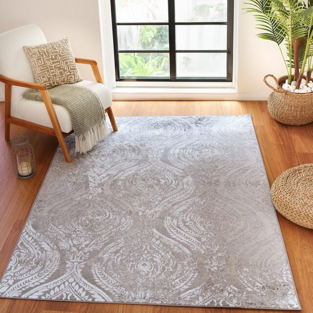 LIVABLISS Lustro-Vintage Traditional Boho Rug 120 x 170 cm Beige Grey Off-White