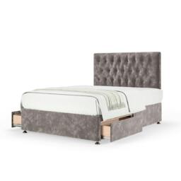 Memory Maestro Memory Foam Silver Chenille 2 Drawer Divan Set And Lona Headboard King Size