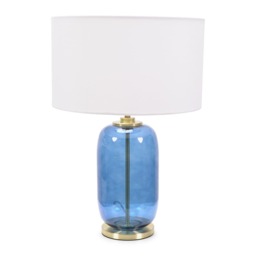 ValueLights Leigh Navy Blue and Gold Table Lamp White Shade White