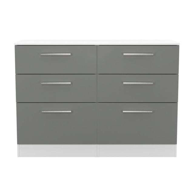 Trent 6 Drawer Wide Chest of Drawers in Dusk Grey & White Matt (Ready Assembled) Grey Dusk Grey & White Matt