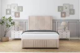 "Sloomy Harrington Sand Naples Divan Bed With Mattress 4 Drawers With 26"" Strutted Headboard & 12"" Matching Footboard 5' King Cream Sand King 1"