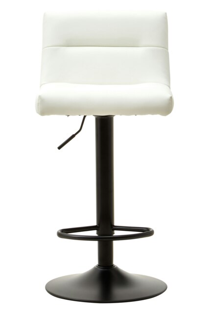 Orsina Comfortable White Leather Effect Bar Stool, Leather Upholstered Bar Stool, Luxurious Modern Bar Stool