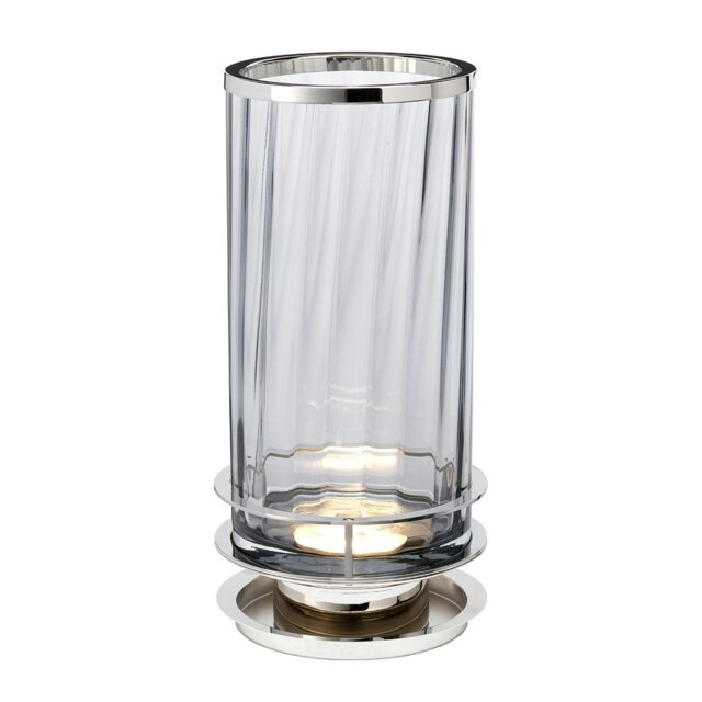 Arno Table Lamp Metalwork Polished Nickel, Smoked Glass