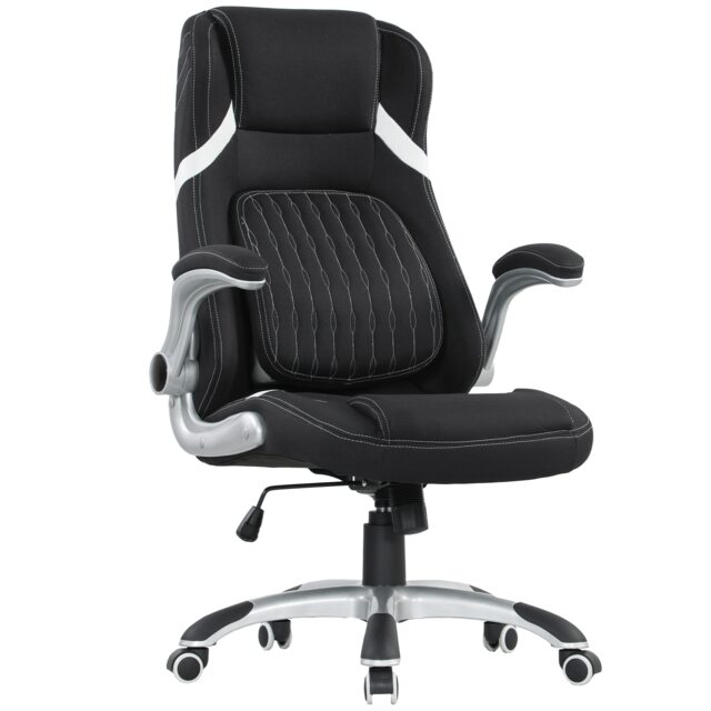 Vinsetto Fabric Office Desk Chair w/ Adjustable Height Tilt Function Black