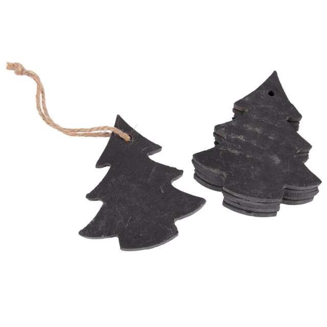 Nicola Spring Slate Christmas Tree Decorations - 7 x 8cm - Tree - Pack of 6