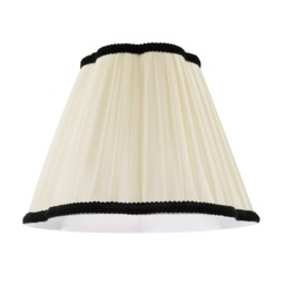 Ivory White Victorian Pleated Faux Silk Lamp Shade with Black Trims Black Black 1