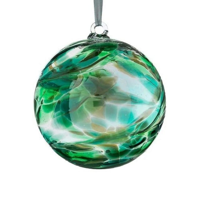 Sienna Glass Hanging Ornament 10cm Friendship Ball - Emerald