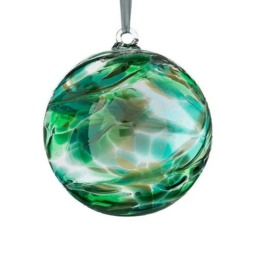 Sienna Glass Hanging Ornament 10cm Friendship Ball - Emerald