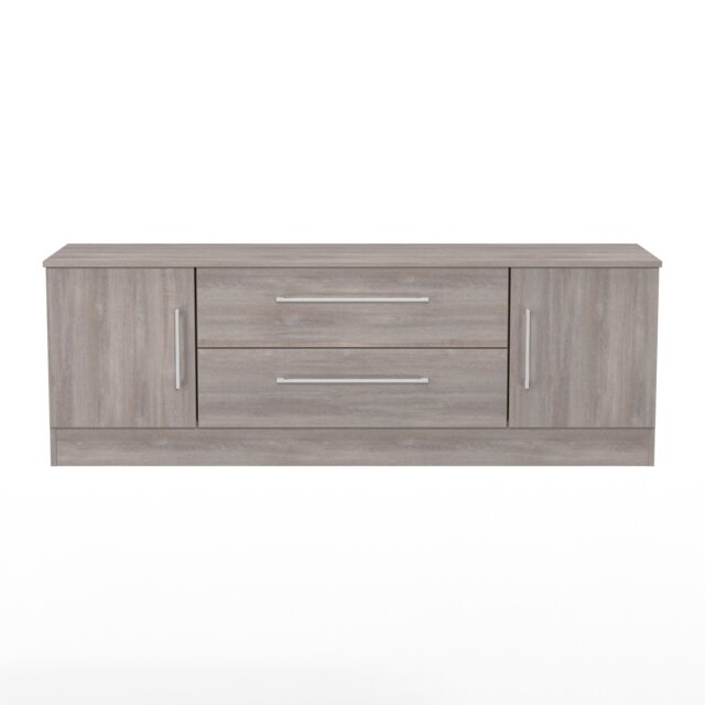 Gloucester 2 Door 2 Drawer Wide TV Unit in Grey Oak (Ready Assembled) Grey Grey Oak