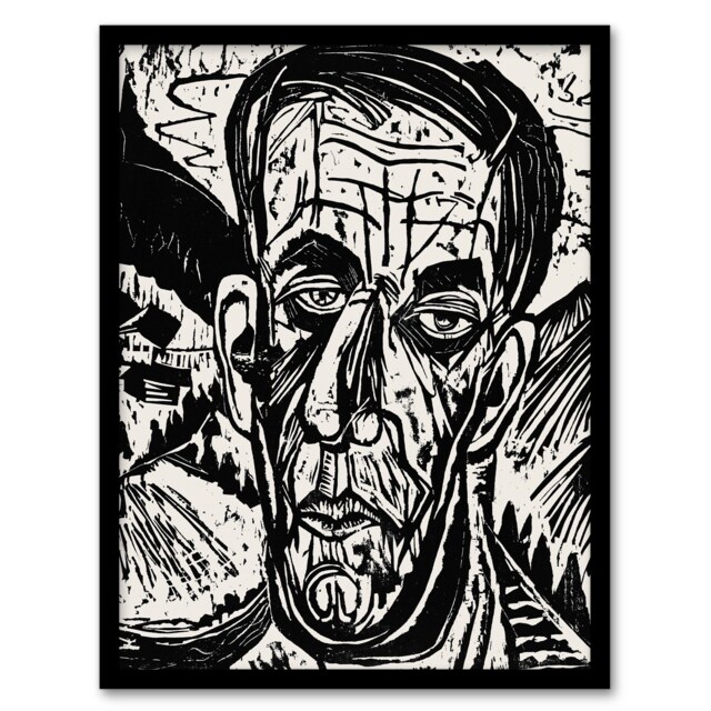 "Head of Van de Velde Ernst Ludwig Kirchner Framed Wall Art Print 12X16"""