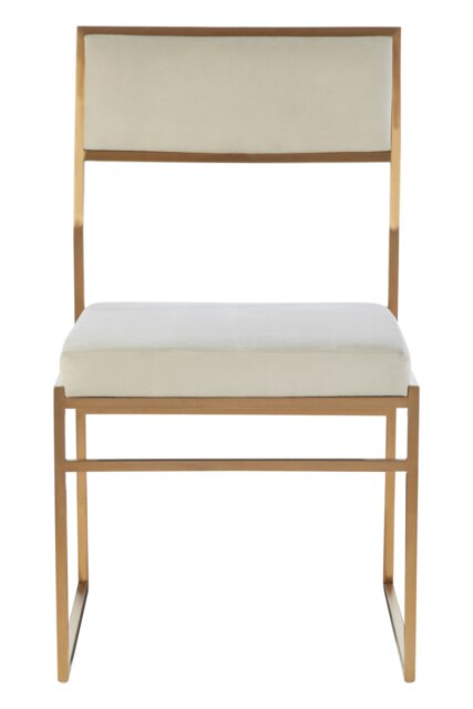 Orsina White Velvet Dining Chair, Space-Saving Dining Chair, Indoor Dining Accent Chair for Living Room