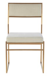 Orsina White Velvet Dining Chair, Space-Saving Dining Chair, Indoor Dining Accent Chair for Living Room