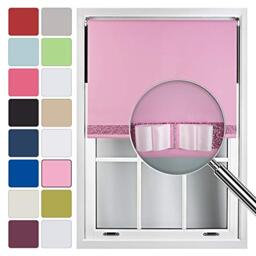 FURNISHED Blackout Roller Blind with Fuchsia Glitter Trim and Pink Bow Cut to Size Pink Pink (W) 90cm x (L) 165cm
