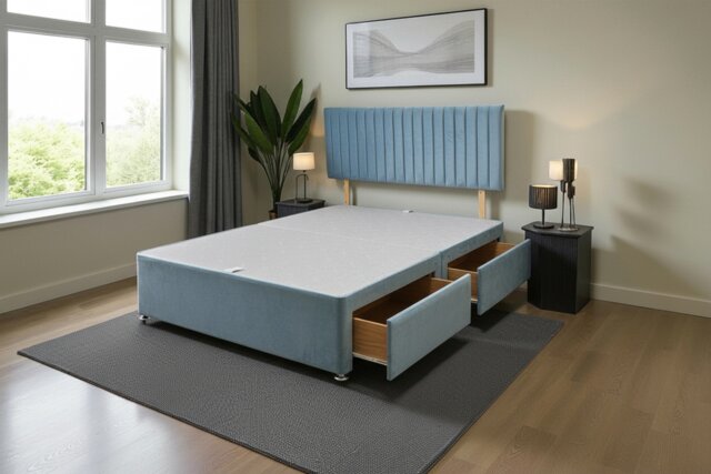 Emily No Draw Divan Bed Base with Headboard Plush Velvet