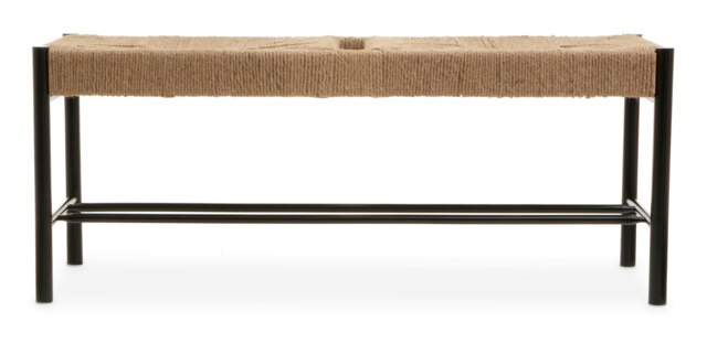 Orsina Natural Elegance Of Bench, Sturdy And Durable Handwoven Bench, Minimalist Design Organic Simple Bench Black
