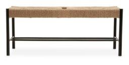 Orsina Natural Elegance Of Bench, Sturdy And Durable Handwoven Bench, Minimalist Design Organic Simple Bench Black