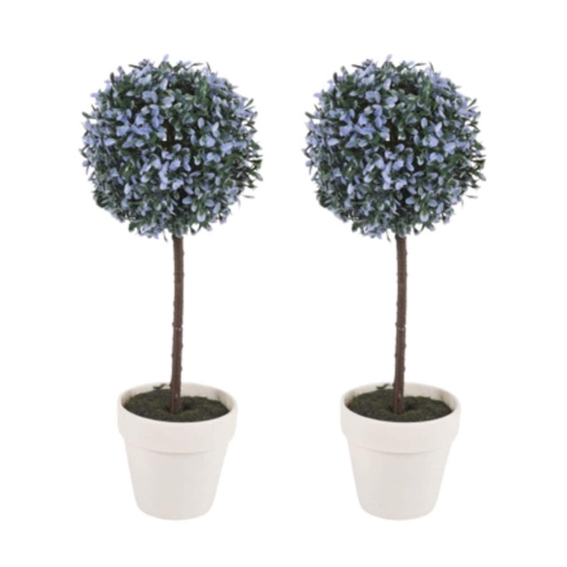 27cm Decorative Artificial Ball Plant -1-2 Pack Blue Blue & Set of 2 2