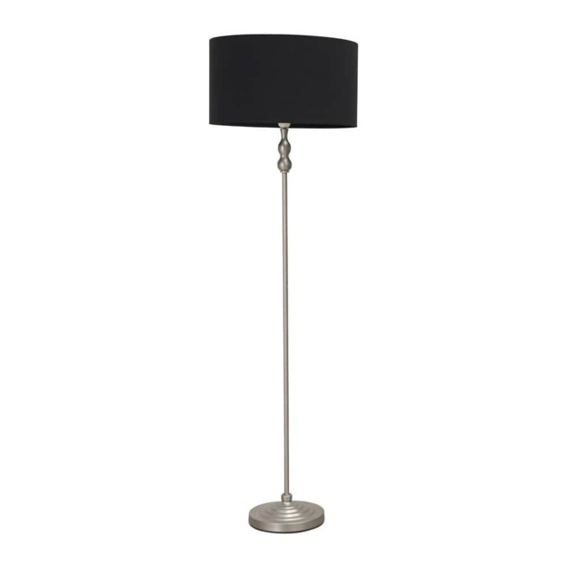 ValueLights Maggie Chrome Candlestick Floor Lamp Black Shade Black