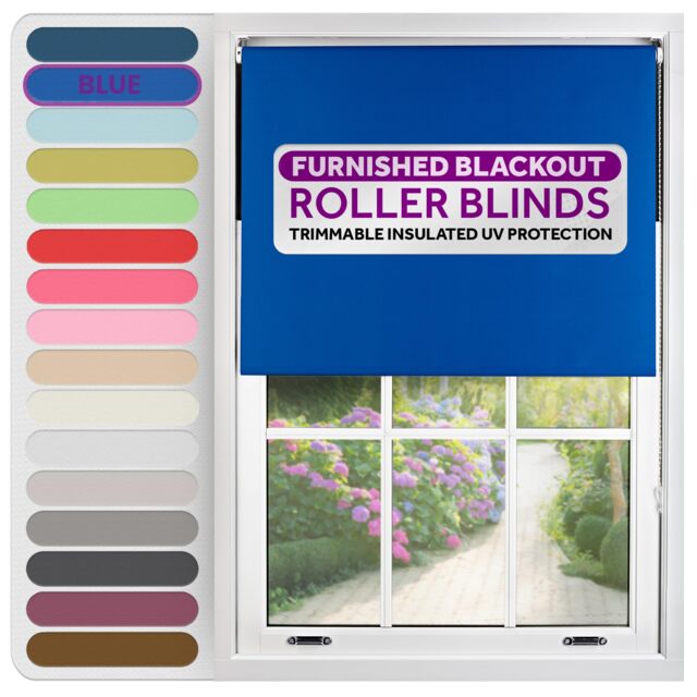 Blackout Roller Blind 160cm Wide x 165cm Long Blue Blue