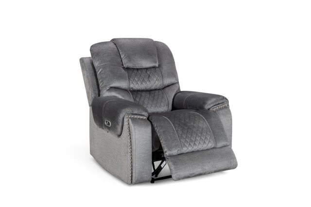 Chenille Fabric Grey Electric Recliner Chair RAVENNA