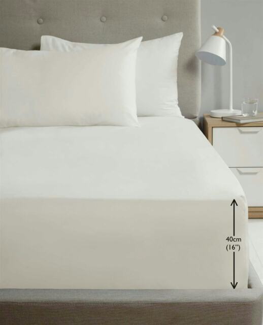 "Percale Extra Deep 16"" Fitted Sheet - Cream - Double"