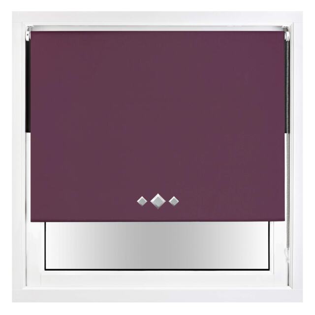 Blackout Roller Blind Diamond Eyelet Metal Fittings Purple Aubergine