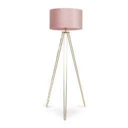 ValueLights Aero Gold Floor Lamp Blush Pink Velvet Shade