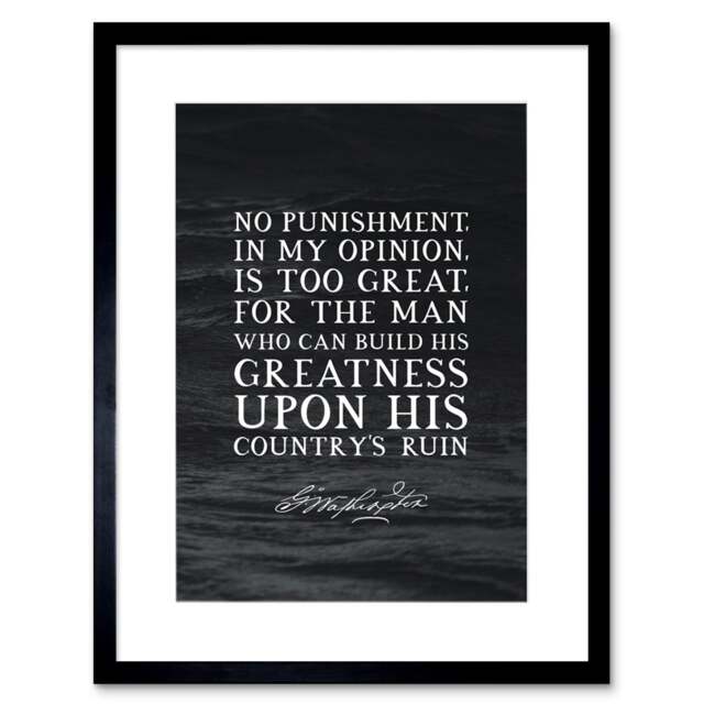 "Slate Quote George Washington No Punishment 9x7"" Black Framed Wall Art Print"