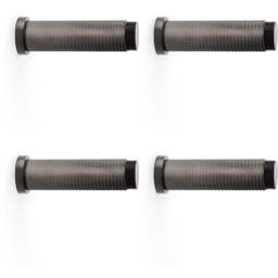 4 PACK - Rubber Tip Knurled Wall Mounted Doorstop - Dark Bronze 75mm Cylinder Rose Door